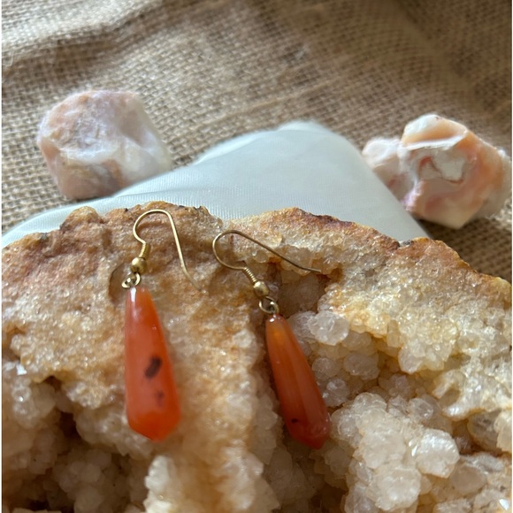 Carnelian Teardrop Earrings - Picture 3 of 6